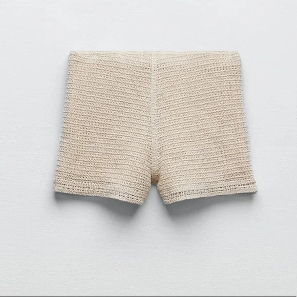 Zara  Cream Crochet Shorts Size S - Picture 6 of 12